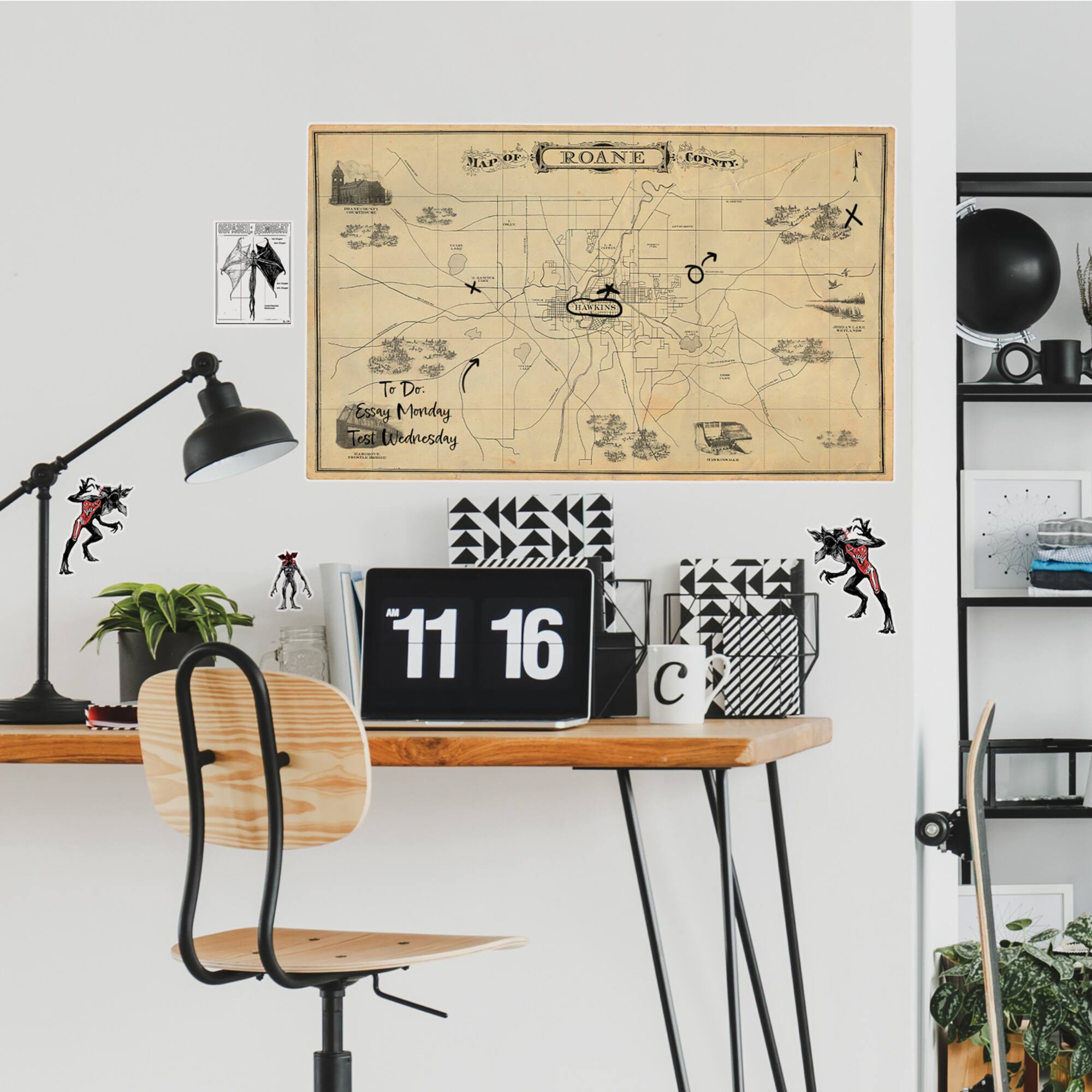 RoomMates Stranger Things Dry Erase Hawkins Map Peel & Stick Giant Wall Decals